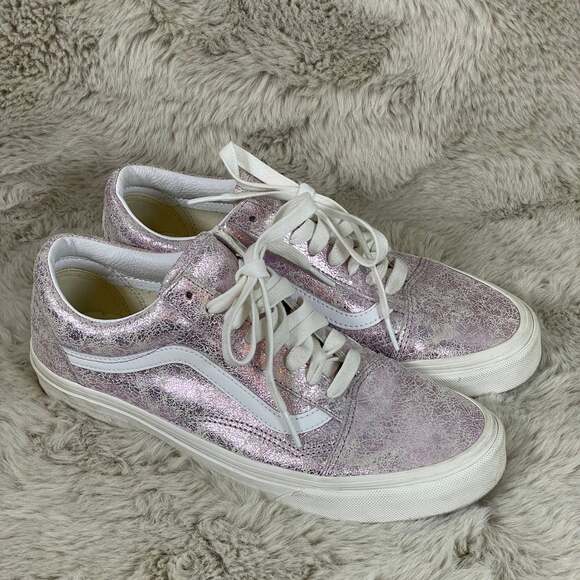 WOMEN'S 10.5/MEN’S 9 VANS OLD SKOOL CRACKED LEATHER ROSE GOLD SHOES SNEAKERS - Picture 4 of 8